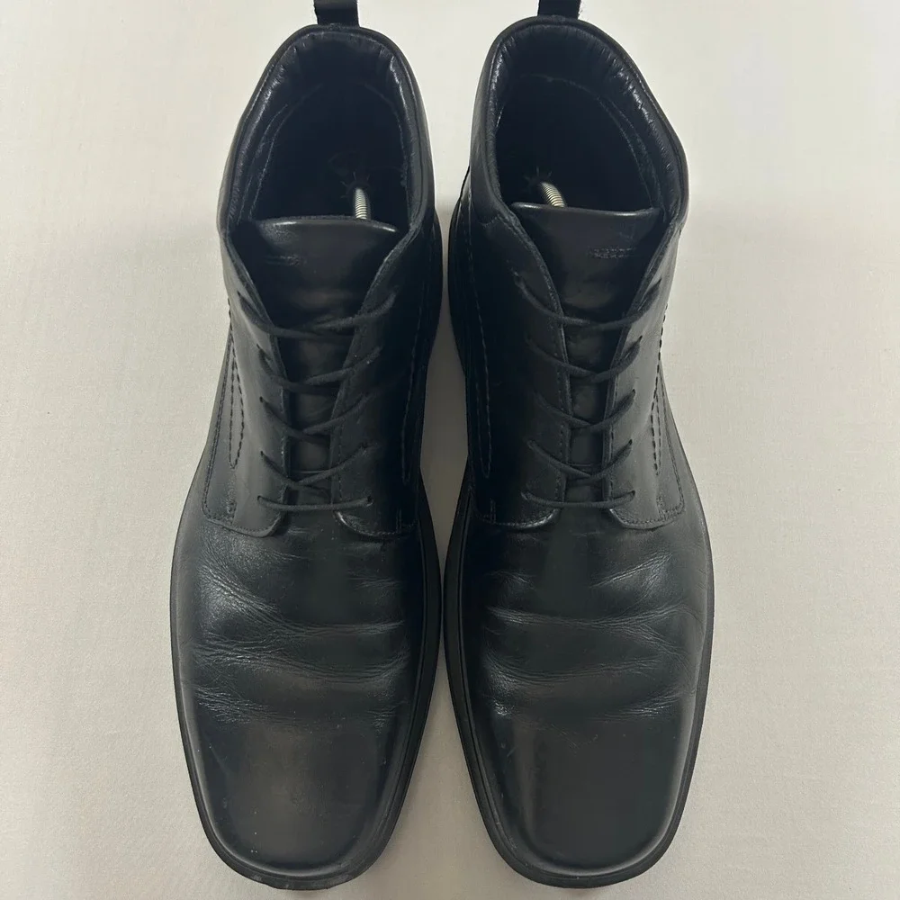 ECCO Chukka Boots Mens 13/EU47 Black Leather Gore-Tex Waterproof Square Toe